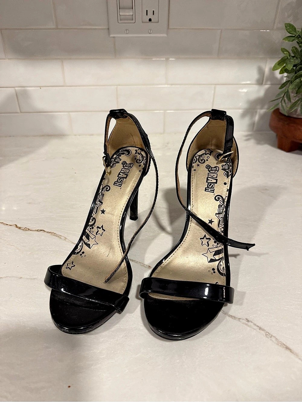 Black Ankle Strap Heels US 6